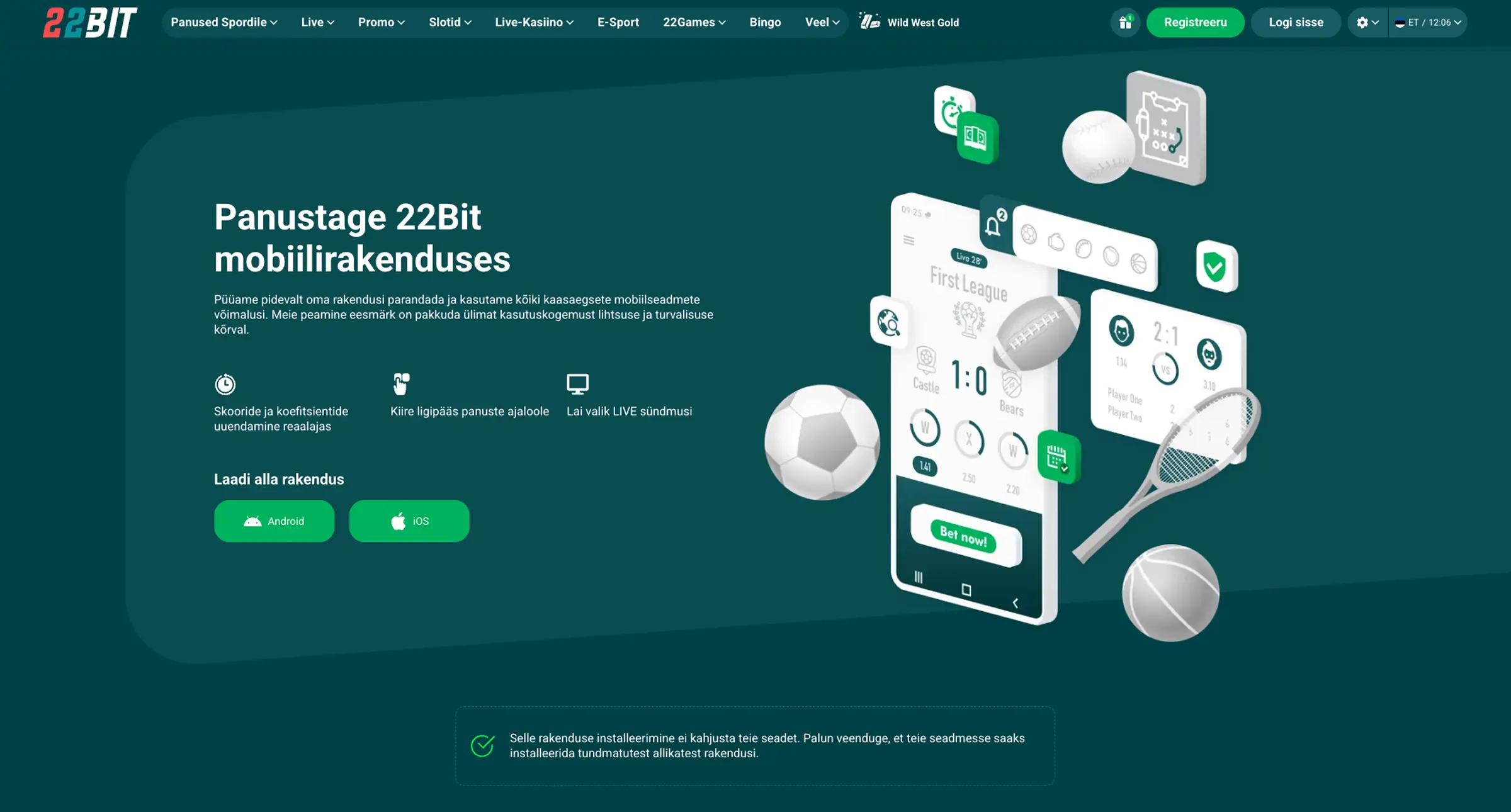 22Bit Lae Alla Mobiilirakendus